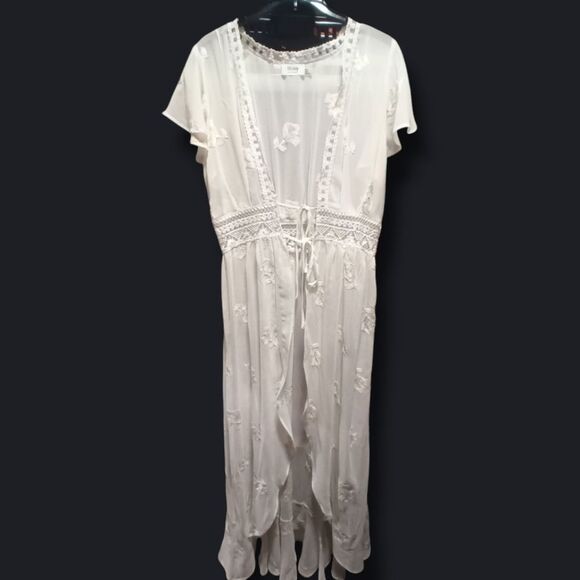 Bluivy Sheer Lace Kimono White Open Front Boho Beach Cover-Up - Size Small - Picture 1 of 5